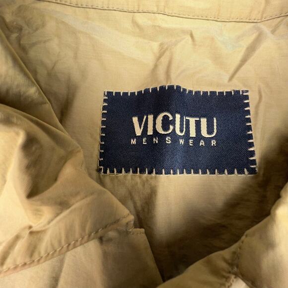 Vicutu Menswear Beige Trench Coat Medium Lightweight Modern Layering Piece - Picture 5 of 5